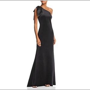 Aqua One-Shoulder Velvet Gown